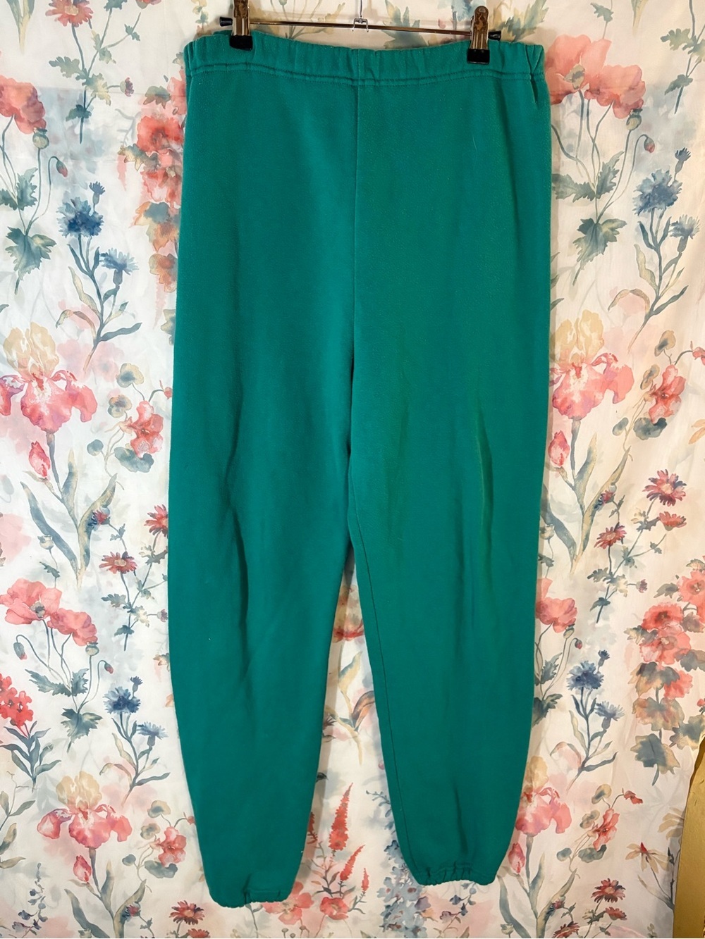 Vintage Teal Green Elastic Waist Jogger Pants